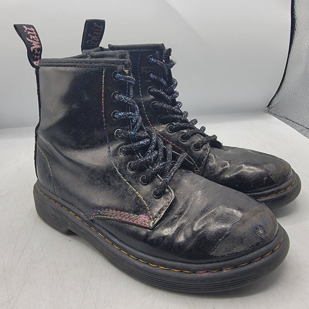 Dr Martens Doc Martens Kids Size 1 Black Sparkle Ray Boots Casual School Comfort
